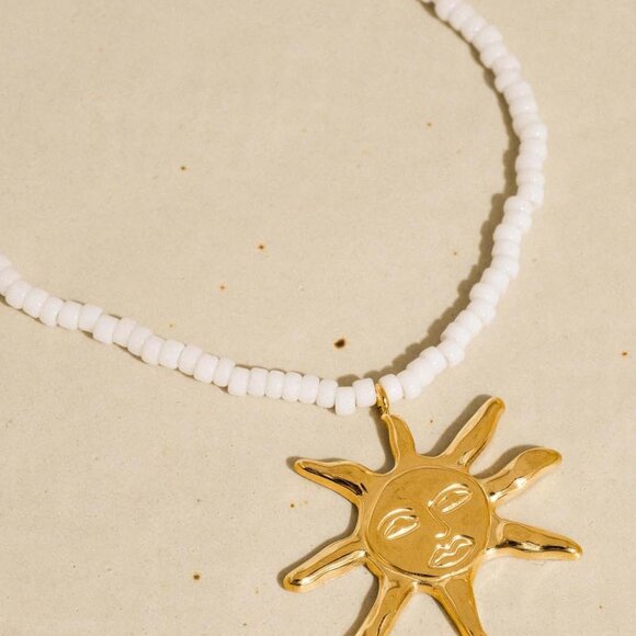 Iridessa 18K Gold Non-Tarnish Sun Beaded Necklace - Picture 3 of 5